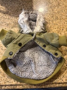 Puppy Olive Green Faux-Fur Lined Hooded Jacket